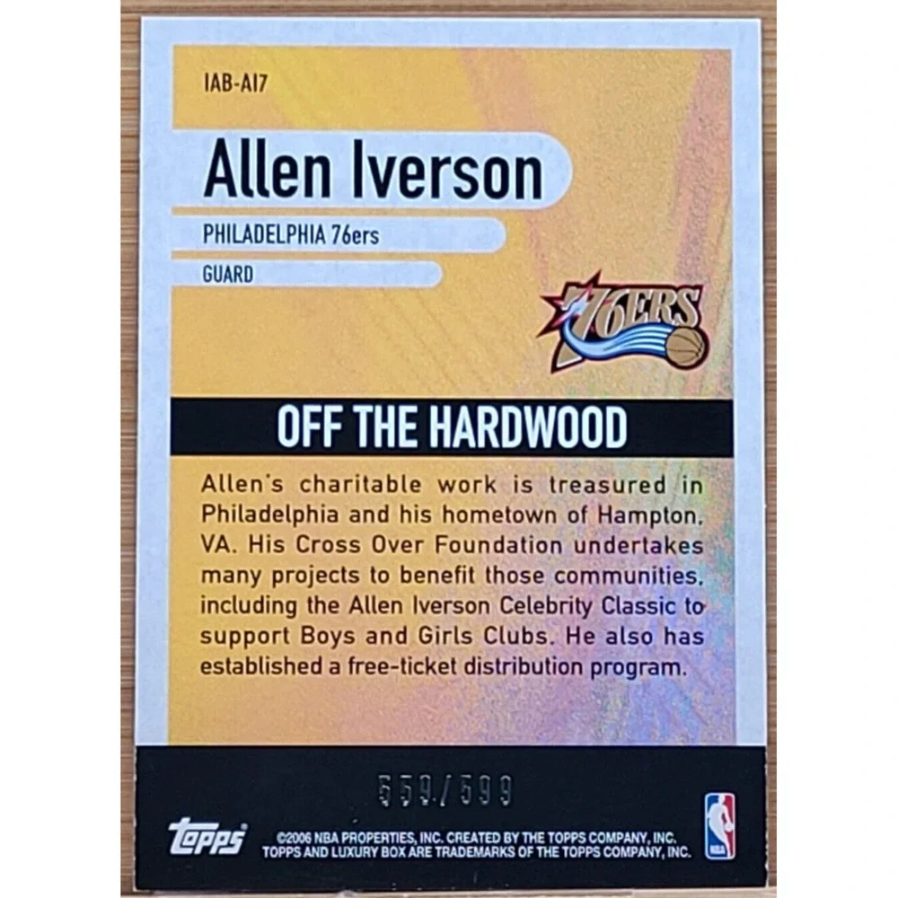 2005-06 TOPPS LUXURY BOX ALLEN IVERSION INDUSTRY ANCHORS #D/599 IAB-A17‎